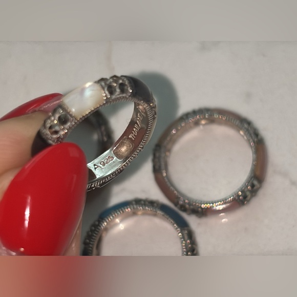 Stackable Multicolor Gemstone Sterling Silver Rings - Picture 12 of 16